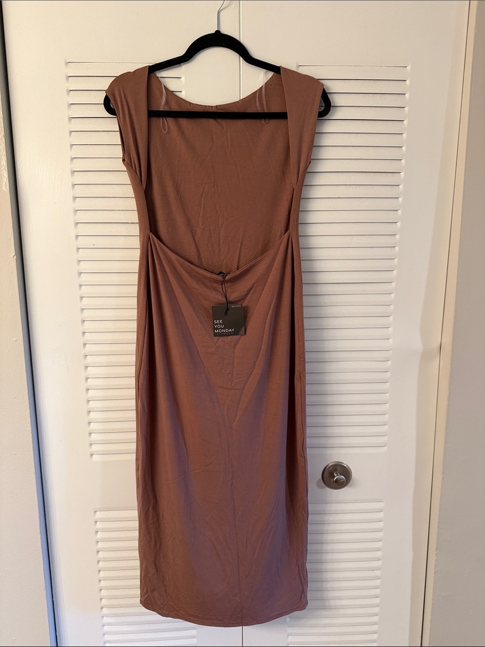 See You Monday Mauve Brown Midi Bodycon Dress